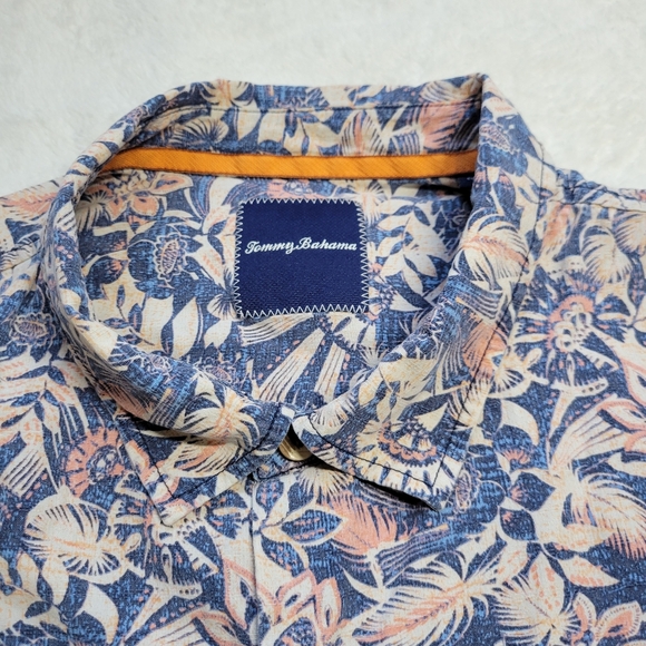 Tommy Bahama Shirt Mens 3XL Silk Floral All Over Pattern Hawaiian Blue Pink SS - Picture 3 of 7